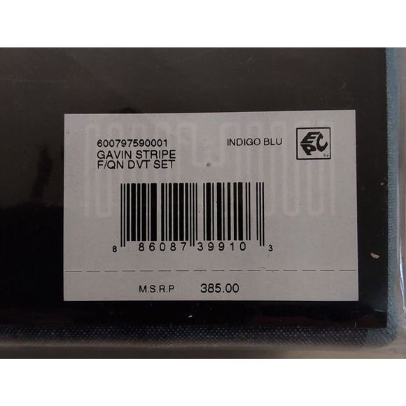 Ralph Lauren GAVIN STRIPE Indigo Blue Cotton Full Queen Duvet Cover Set - Picture 10 of 10